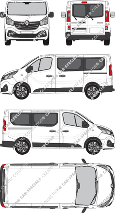 Renault Trafic, minibus, L1H1, Rear Wing Doors, 2 Sliding Doors (2019)