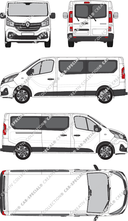 Renault Trafic, microbús, L2H1, Rear Wing Doors, 1 Sliding Door (2019)