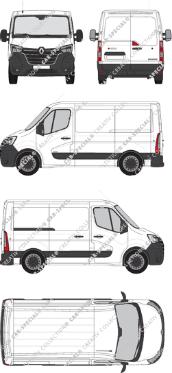 Renault Master, FWD, Kastenwagen, L1H1, Rear Wing Doors, 1 Sliding Door (2019)