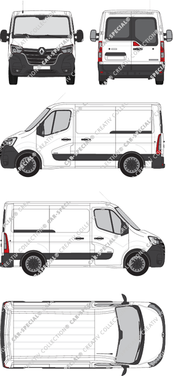 Renault Master, FWD, Kastenwagen, L1H1, Heck verglast, Rear Wing Doors, 2 Sliding Doors (2019)