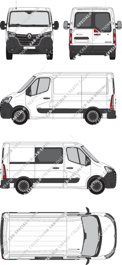 Renault Master, FWD, van/transporter, L1H1, Heck verglast, rechts teilverglast, Rear Wing Doors, 1 Sliding Door (2019)