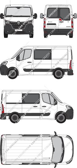 Renault Master, FWD, Kastenwagen, L1H1, Heck verglast, Doppelkabine, Rear Wing Doors, 1 Sliding Door (2019)