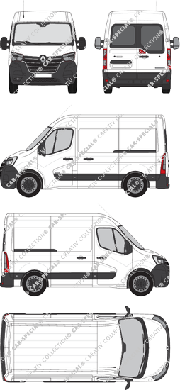 Renault Master, FWD, van/transporter, L1H2, rear window, Rear Wing Doors, 2 Sliding Doors (2019)