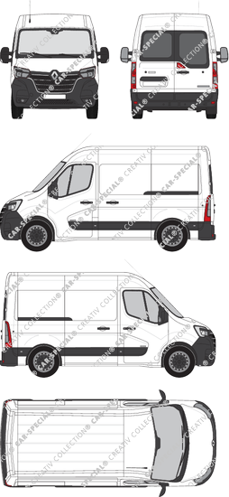 Renault Master, FWD, Kastenwagen, L1H2, Heck verglast, Rear Wing Doors, 2 Sliding Doors (2019)