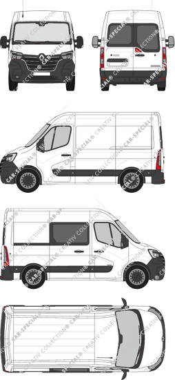 Renault Master, FWD, van/transporter, L1H2, Heck verglast, rechts teilverglast, Rear Wing Doors, 1 Sliding Door (2019)