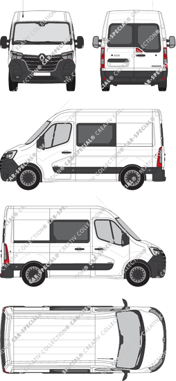 Renault Master, FWD, van/transporter, L1H2, rear window, double cab, Rear Wing Doors, 1 Sliding Door (2019)