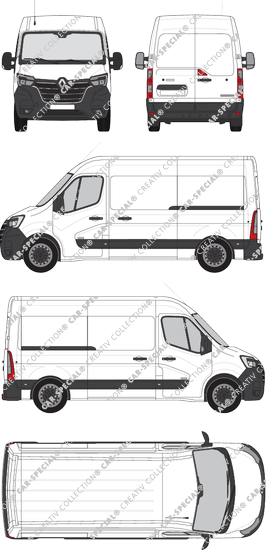 Renault Master, FWD, van/transporter, L2H2, Rear Wing Doors, 2 Sliding Doors (2019)
