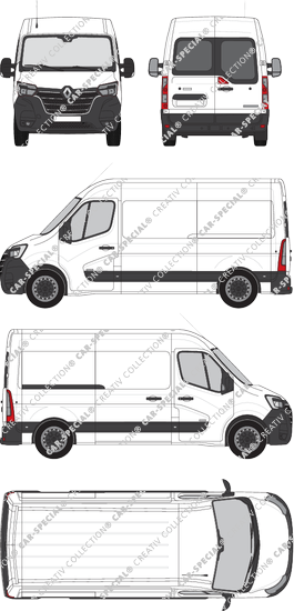 Renault Master, FWD, van/transporter, L2H2, rear window, Rear Wing Doors, 1 Sliding Door (2019)