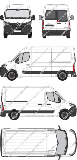 Renault Master, FWD, Kastenwagen, L2H2, Heck verglast, Rear Wing Doors, 1 Sliding Door (2019)