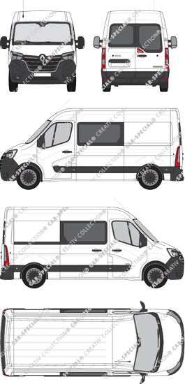 Renault Master, FWD, van/transporter, L2H2, rear window, double cab, Rear Wing Doors, 1 Sliding Door (2019)