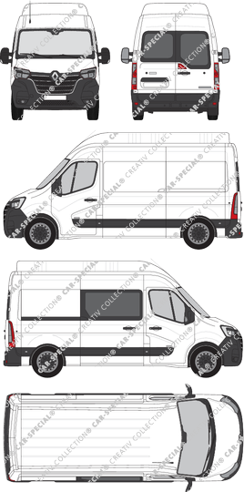 Renault Master, FWD, van/transporter, L2H3, Heck verglast, rechts teilverglast, Rear Wing Doors, 1 Sliding Door (2019)