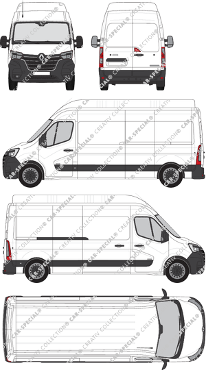 Renault Master, FWD, Kastenwagen, L3H3, Rear Wing Doors, 1 Sliding Door (2019)