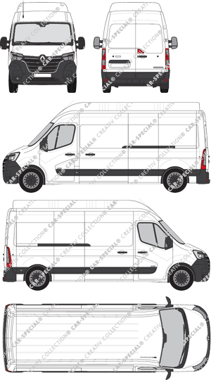 Renault Master, FWD, Kastenwagen, L3H3, Rear Wing Doors, 2 Sliding Doors (2019)