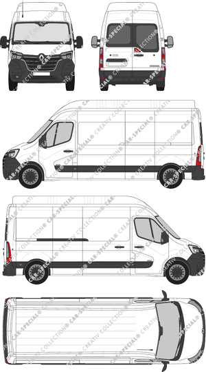 Renault Master, FWD, van/transporter, L3H3, rear window, Rear Wing Doors, 1 Sliding Door (2019)
