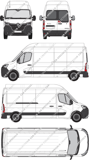 Renault Master, FWD, Kastenwagen, L3H3, Heck verglast, Rear Wing Doors, 1 Sliding Door (2019)