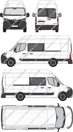 Renault Master, RWD, van/transporter, L3H3, rear window, double cab, Rear Wing Doors, 2 Sliding Doors (2019)