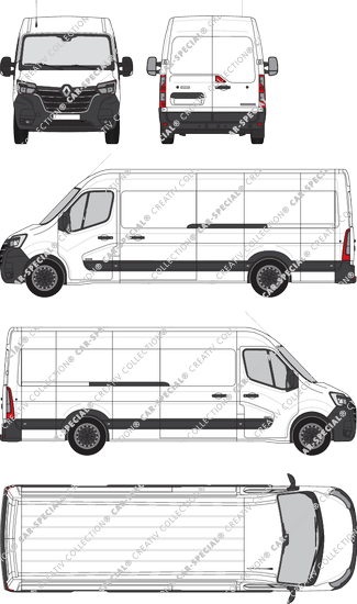 Renault Master, RWD, Kastenwagen, L4H2, Rear Wing Doors, 2 Sliding Doors (2019)