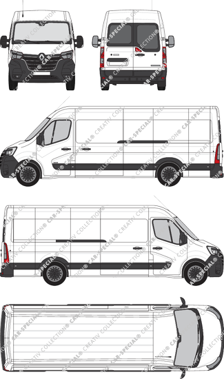 Renault Master, RWD, van/transporter, L4H2, rear window, Rear Wing Doors, 2 Sliding Doors (2019)