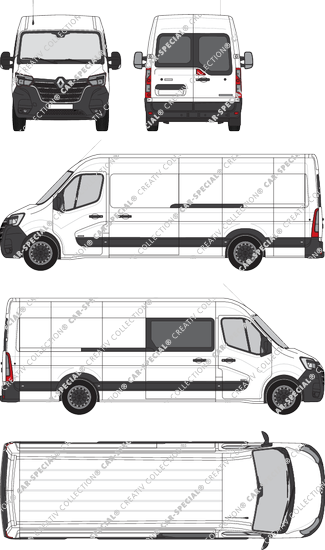 Renault Master, RWD, furgone, L4H2, Heck verglast, rechts teilverglast, Rear Wing Doors, 2 Sliding Doors (2019)