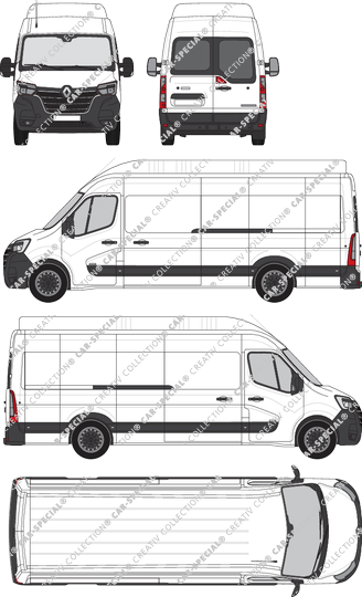 Renault Master, RWD, Kastenwagen, L4H3, Heck verglast, Rear Wing Doors, 2 Sliding Doors (2019)