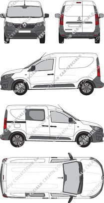 Renault Express Van, Kastenwagen, rechts teilverglast, Rear Wing Doors, 1 Sliding Door (2021)