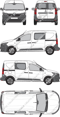 Renault Express Van, van/transporter, rear window, double cab, Rear Wing Doors, 2 Sliding Doors (2021)