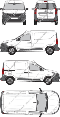 Renault Express Van, van/transporter, rear window, Rear Wing Doors, 1 Sliding Door (2021)