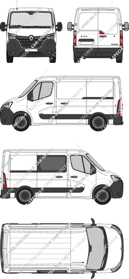 Renault Master, FWD, van/transporter, L1H1, rechts teilverglast, Rear Wing Doors, 2 Sliding Doors (2019)