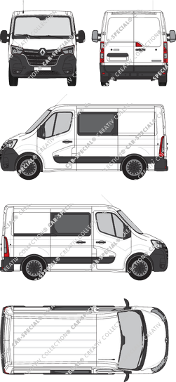 Renault Master, FWD, van/transporter, L1H1, double cab, Rear Wing Doors, 1 Sliding Door (2019)