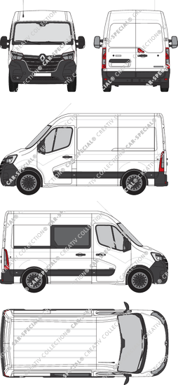Renault Master, FWD, van/transporter, L1H2, rechts teilverglast, Rear Wing Doors, 1 Sliding Door (2019)