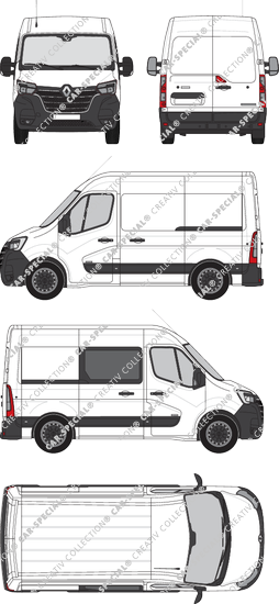 Renault Master, FWD, van/transporter, L1H2, rechts teilverglast, Rear Wing Doors, 2 Sliding Doors (2019)
