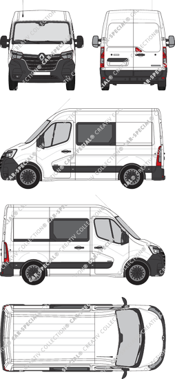 Renault Master, FWD, van/transporter, L1H2, double cab, Rear Wing Doors, 1 Sliding Door (2019)