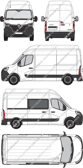 Renault Master, FWD, van/transporter, L2H3, rechts teilverglast, Rear Wing Doors, 1 Sliding Door (2019)