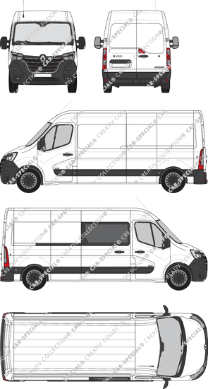 Renault Master, FWD, van/transporter, L3H2, rechts teilverglast, Rear Wing Doors, 1 Sliding Door (2019)