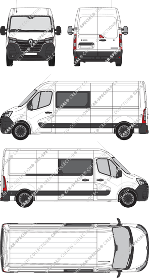 Renault Master, FWD, furgone, L3H2, Doppelkabine, Rear Wing Doors, 1 Sliding Door (2019)