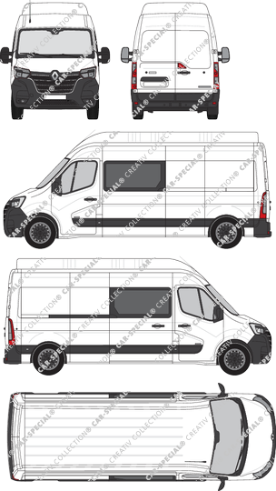 Renault Master, FWD, Kastenwagen, L3H3, Doppelkabine, Rear Wing Doors, 1 Sliding Door (2019)