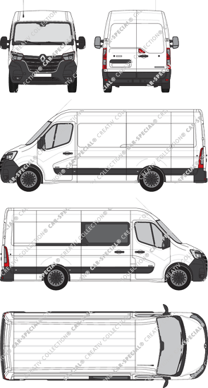 Renault Master, RWD, van/transporter, L3H2, rechts teilverglast, Rear Wing Doors, 1 Sliding Door (2019)