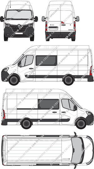 Renault Master, RWD, van/transporter, L3H3, double cab, Rear Wing Doors, 1 Sliding Door (2019)