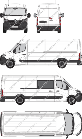 Renault Master, RWD, van/transporter, L4H2, rechts teilverglast, Rear Wing Doors, 1 Sliding Door (2019)