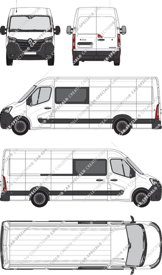 Renault Master, RWD, van/transporter, L4H2, double cab, Rear Wing Doors, 1 Sliding Door (2019)