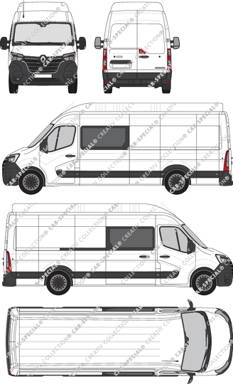 Renault Master, RWD, van/transporter, L4H3, double cab, Rear Wing Doors, 1 Sliding Door (2019)