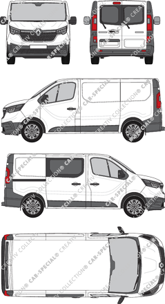 Renault Trafic, Kastenwagen, L1H1, Heck verglast, teilverglast rechts, Rear Wing Doors, 1 Sliding Door (2022)