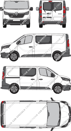 Renault Trafic, van/transporter, L1H1, rear window, double cab, Rear Wing Doors, 1 Sliding Door (2022)