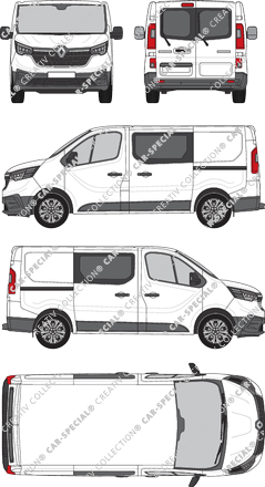 Renault Trafic, van/transporter, L1H1, rear window, double cab, Rear Wing Doors, 2 Sliding Doors (2022)