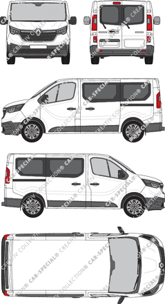 Renault Trafic, minibus, L1H1, Rear Wing Doors, 2 Sliding Doors (2022)