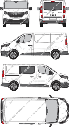 Renault Trafic, furgone, L1H1, Heck verglast, teilverglast rechts, Rear Flap, 1 Sliding Door (2022)