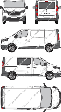 Renault Trafic, furgón, L1H1, Heck verglast, teilverglast rechts, Rear Flap, 1 Sliding Door (2022)