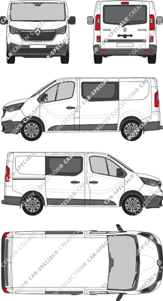 Renault Trafic, van/transporter, L1H1, rear window, double cab, Rear Flap, 1 Sliding Door (2022)