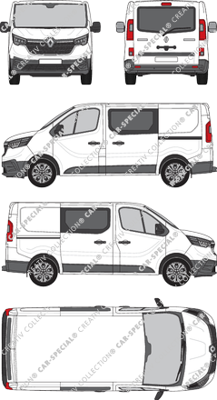 Renault Trafic, van/transporter, L1H1, rear window, double cab, Rear Flap, 2 Sliding Doors (2022)