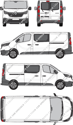 Renault Trafic, van/transporter, L2H1, rear window, double cab, Rear Wing Doors, 2 Sliding Doors (2022)